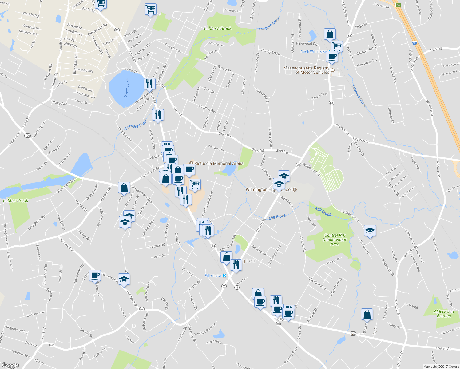 map of restaurants, bars, coffee shops, grocery stores, and more near 24 Railroad Avenue in Wilmington