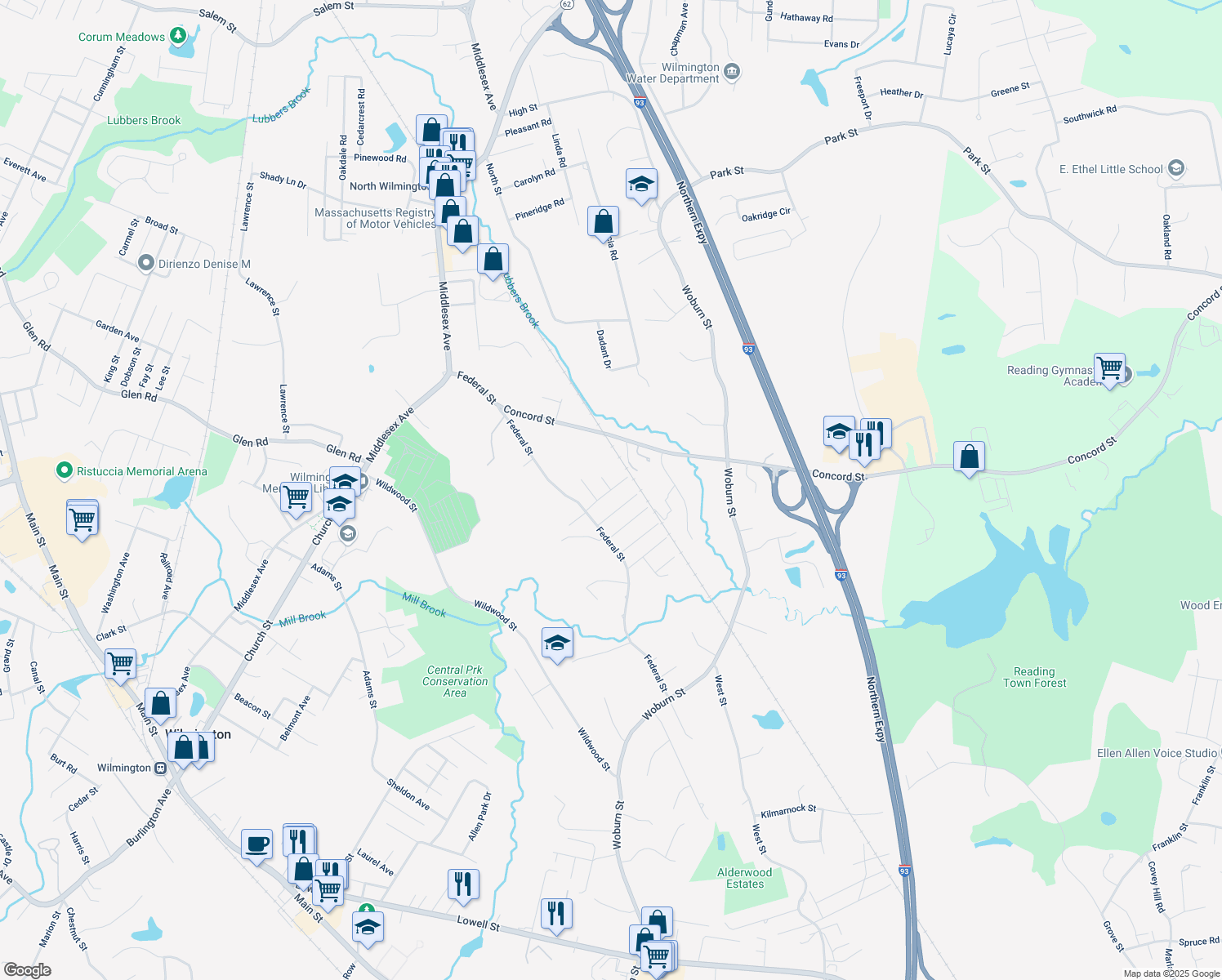 map of restaurants, bars, coffee shops, grocery stores, and more near 2 Patterson Street in Wilmington