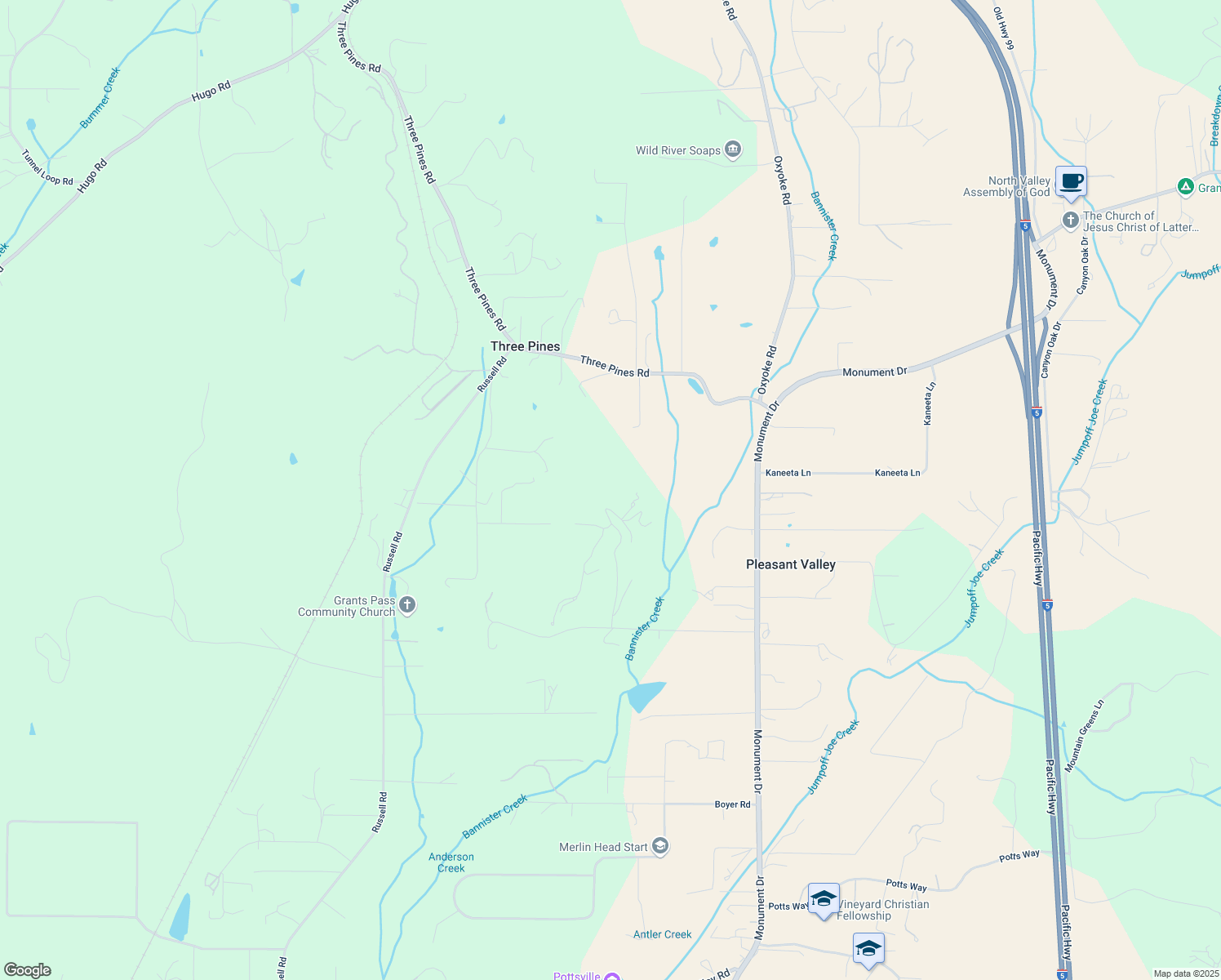 map of restaurants, bars, coffee shops, grocery stores, and more near 412 Anita Drive in Grants Pass