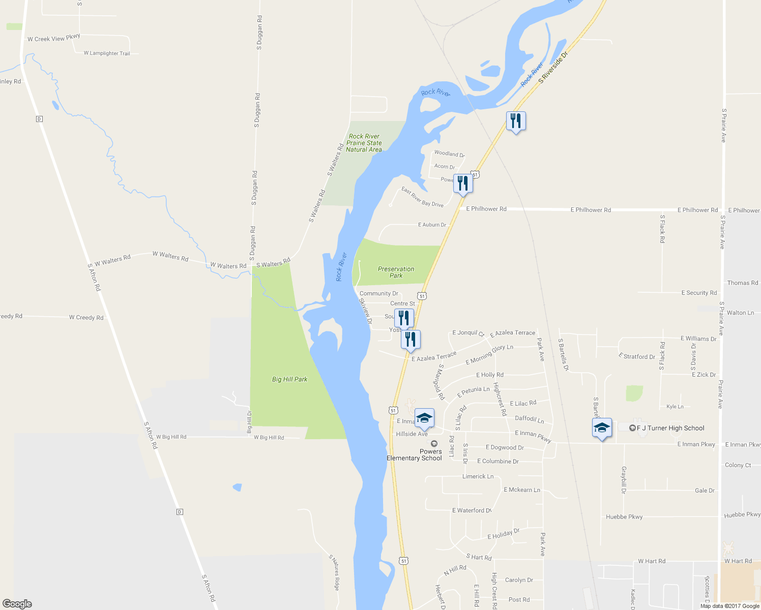 map of restaurants, bars, coffee shops, grocery stores, and more near 330 Centre Street in Beloit