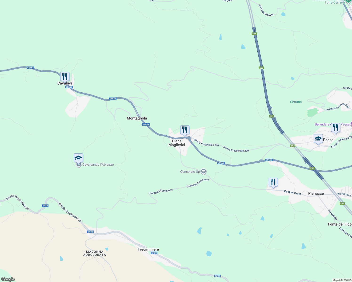 map of restaurants, bars, coffee shops, grocery stores, and more near 56 Contrada Piane Maglierici in Provincia di Teramo