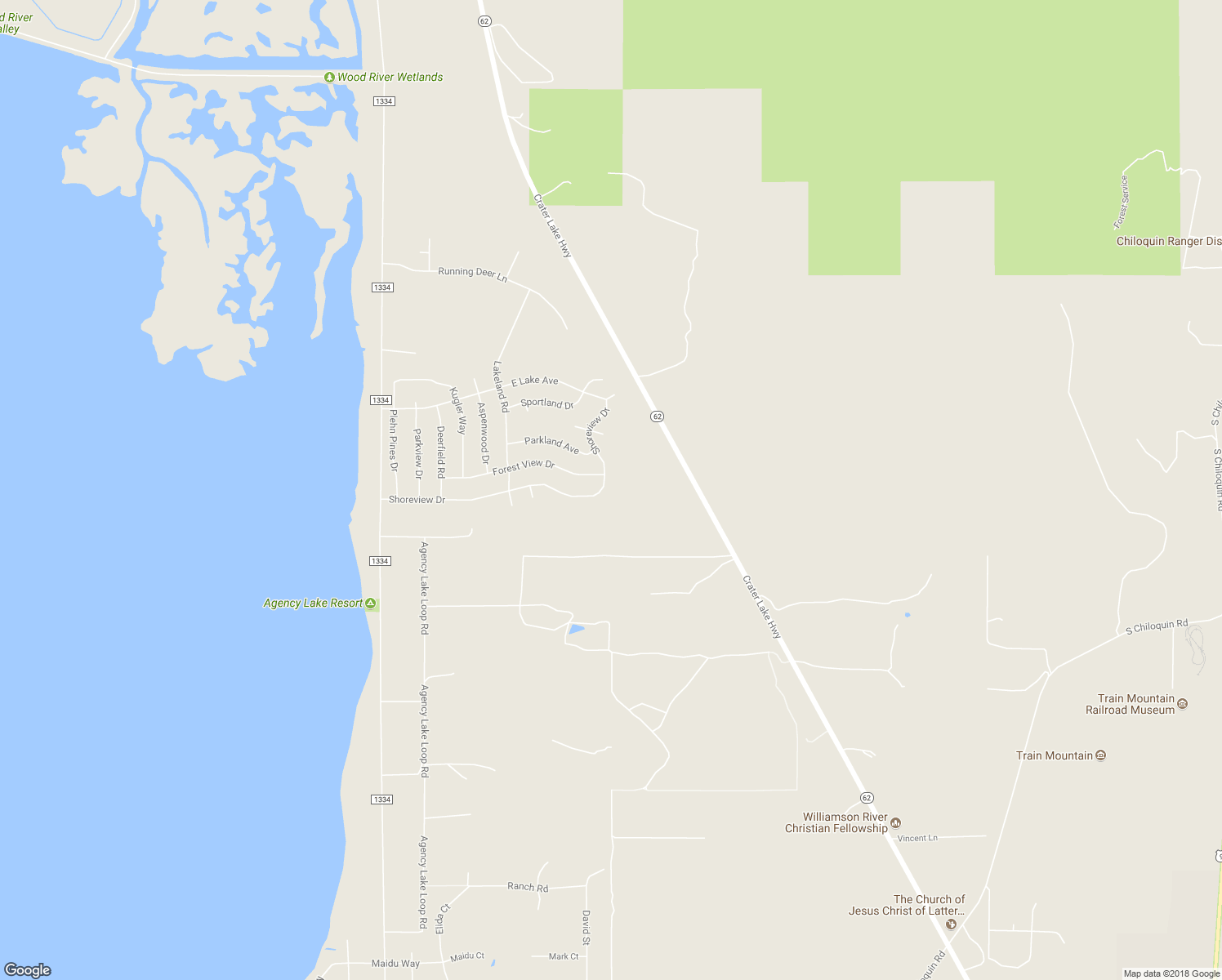 map of restaurants, bars, coffee shops, grocery stores, and more near 2908 Shoreview Drive in Chiloquin