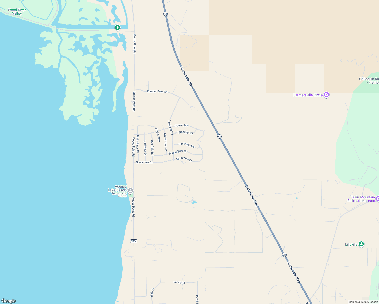 map of restaurants, bars, coffee shops, grocery stores, and more near 2933 Forest View Drive in Chiloquin