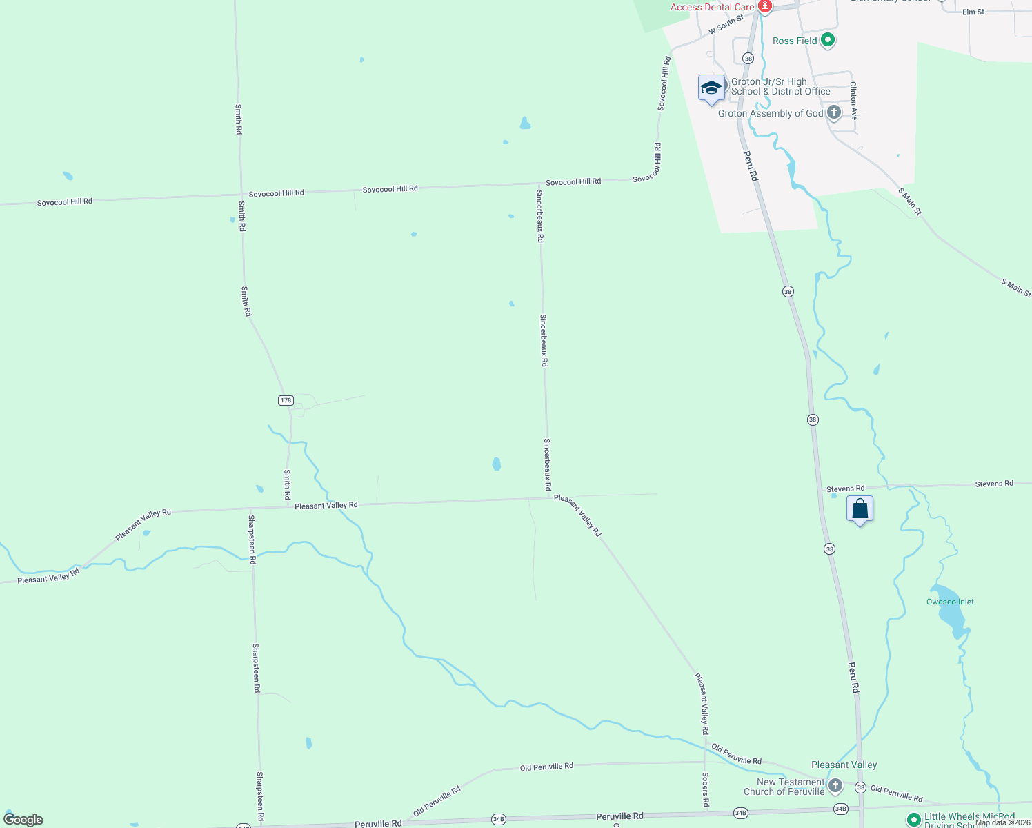 map of restaurants, bars, coffee shops, grocery stores, and more near 134 Sincerbeaux Rd in Groton