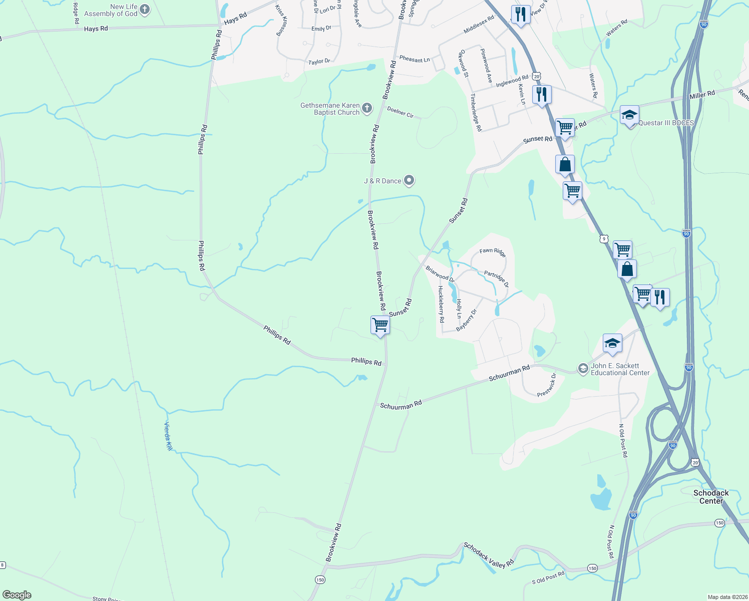 map of restaurants, bars, coffee shops, grocery stores, and more near 2433 Brookview Road in Castleton-on-Hudson