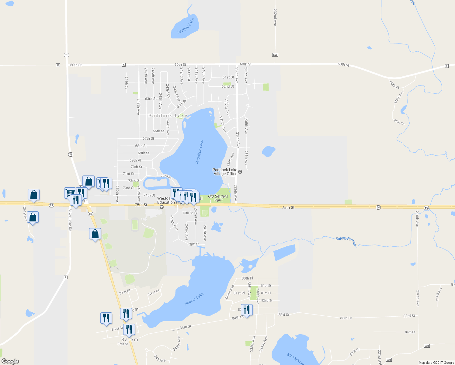 map of restaurants, bars, coffee shops, grocery stores, and more near 7106 238th Avenue in Salem