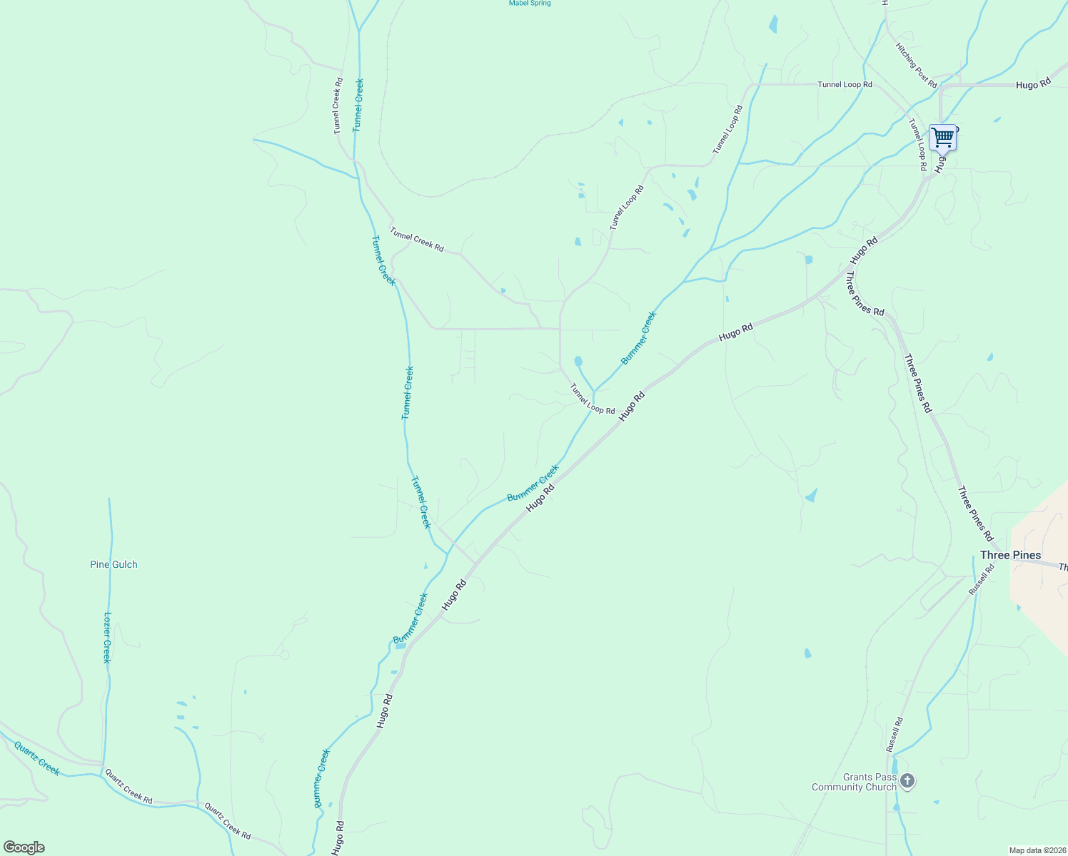 map of restaurants, bars, coffee shops, grocery stores, and more near 5110 Tunnel Loop Road in Grants Pass