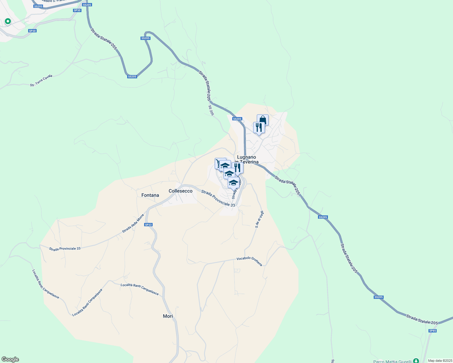 map of restaurants, bars, coffee shops, grocery stores, and more near 9 Viale Regina Margherita in Lugnano In Teverina