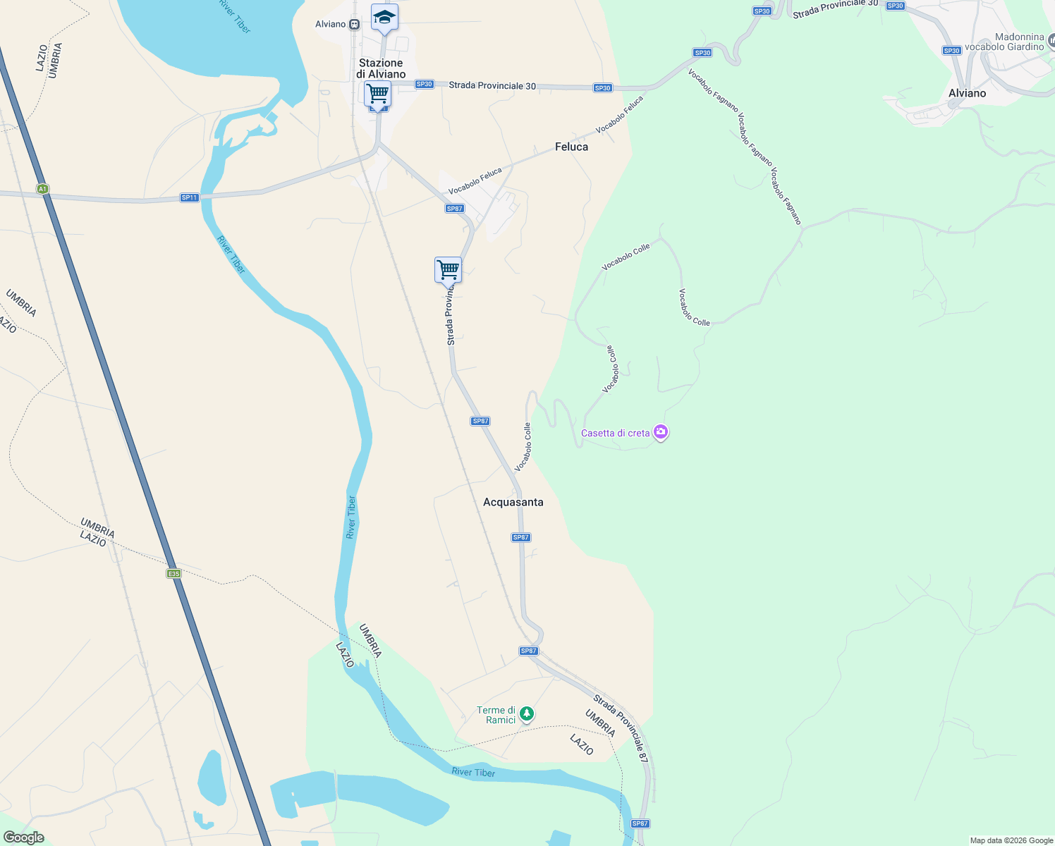 map of restaurants, bars, coffee shops, grocery stores, and more near 6 Vocabolo Colle in Provincia di Terni