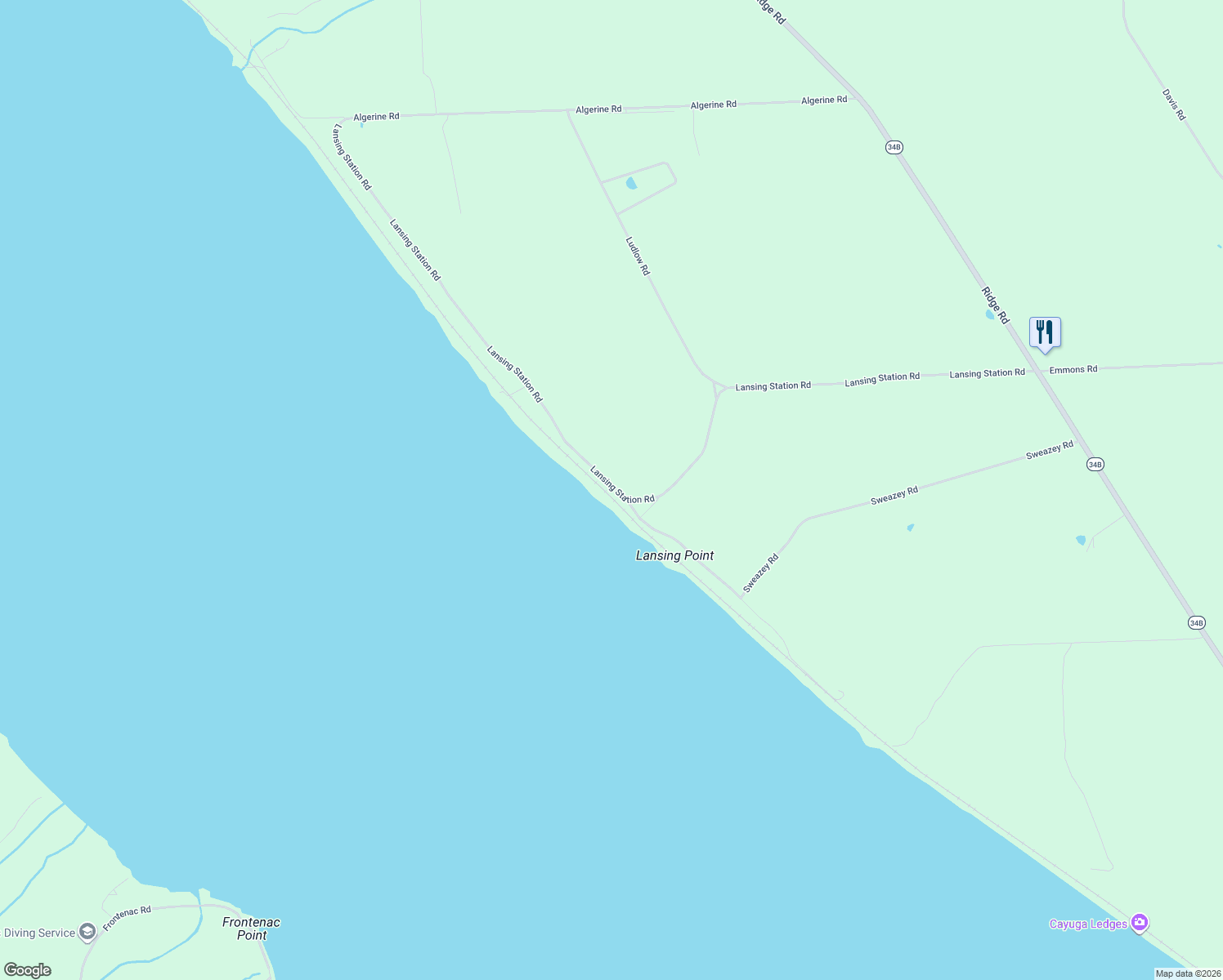 map of restaurants, bars, coffee shops, grocery stores, and more near 285 Lansing Station Rd in Lansing
