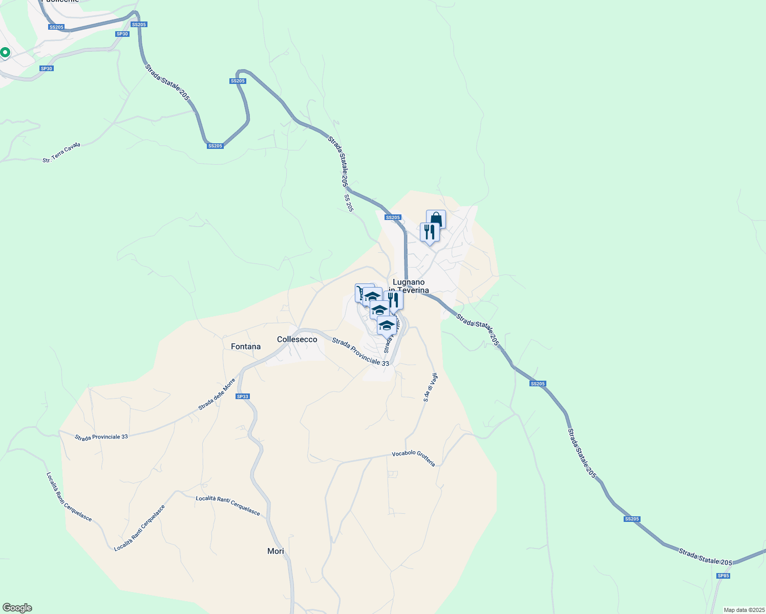 map of restaurants, bars, coffee shops, grocery stores, and more near in Lugnano In Teverina