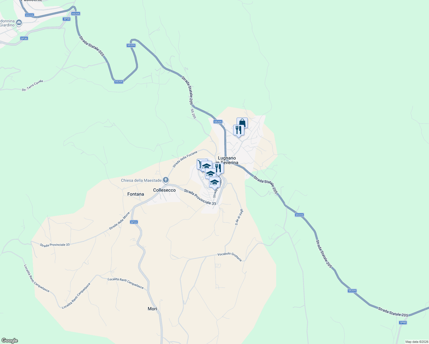 map of restaurants, bars, coffee shops, grocery stores, and more near in Lugnano In Teverina
