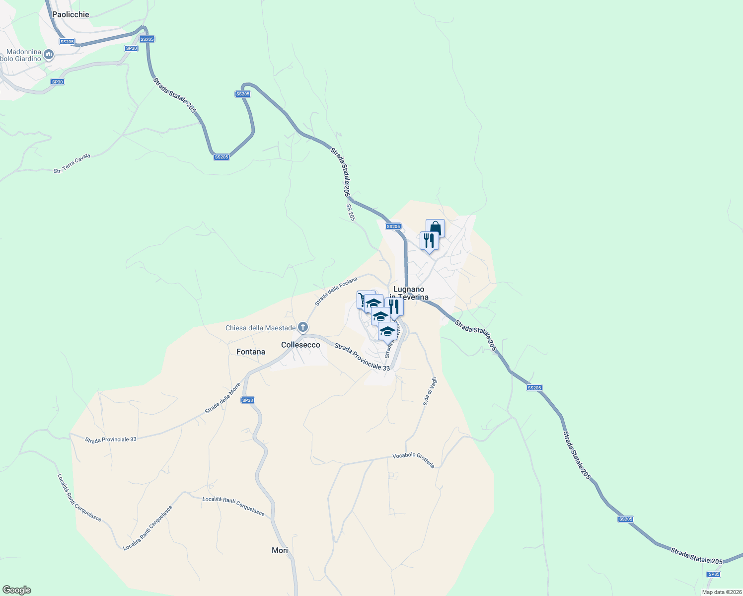map of restaurants, bars, coffee shops, grocery stores, and more near 21 Via del Mattatoio in Lugnano In Teverina