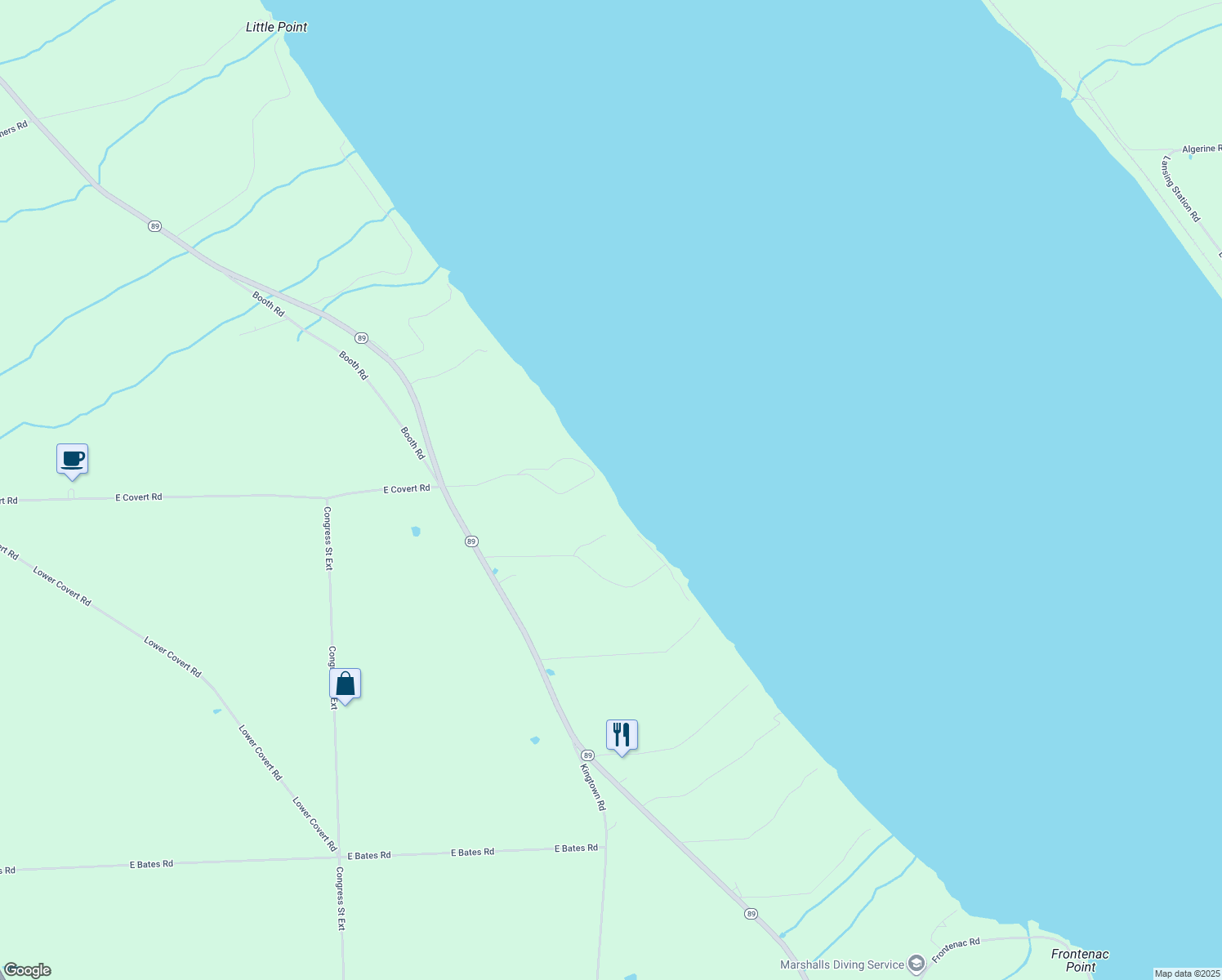 map of restaurants, bars, coffee shops, grocery stores, and more near 9263 Hatch Road in Trumansburg
