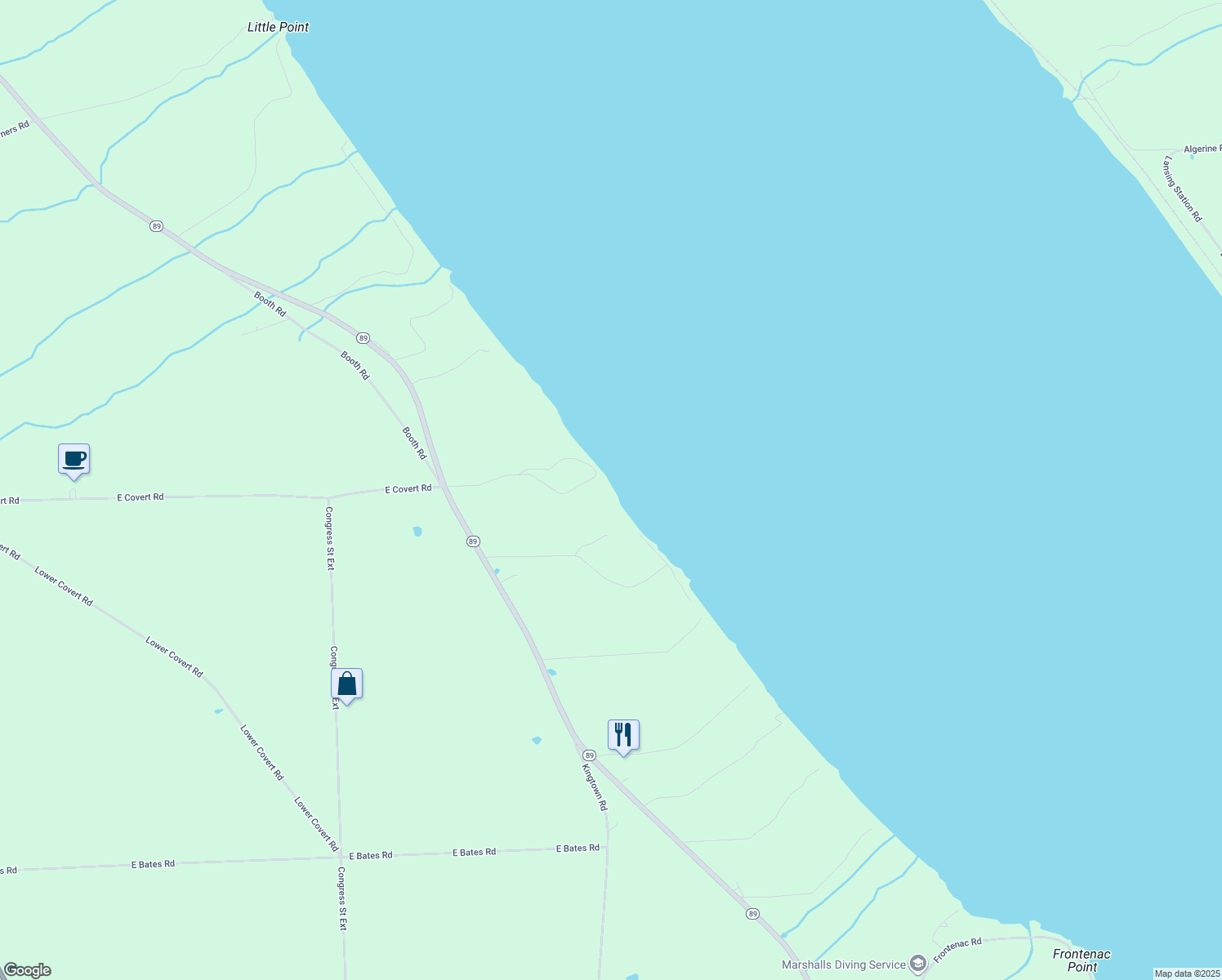 map of restaurants, bars, coffee shops, grocery stores, and more near 9263 Hatch Road in Trumansburg