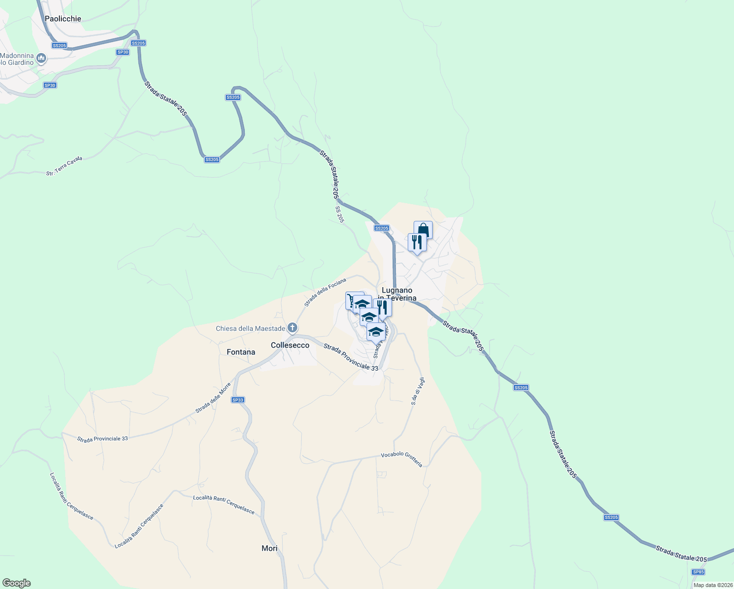 map of restaurants, bars, coffee shops, grocery stores, and more near 21 Via del Mattatoio in Lugnano In Teverina