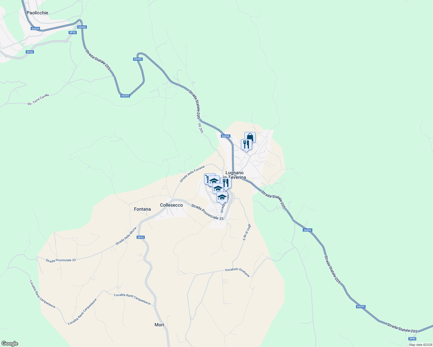 map of restaurants, bars, coffee shops, grocery stores, and more near 4 Via del Mattatoio in Lugnano In Teverina