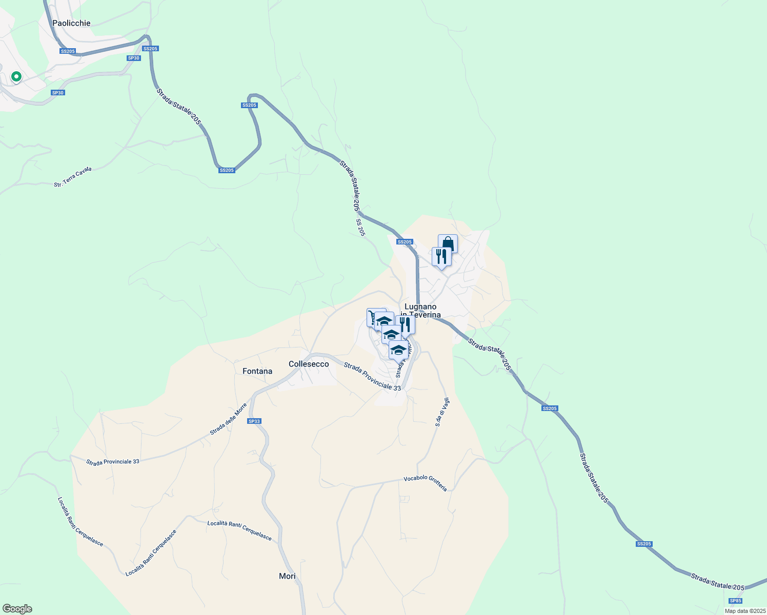 map of restaurants, bars, coffee shops, grocery stores, and more near 21 Via del Mattatoio in Lugnano In Teverina