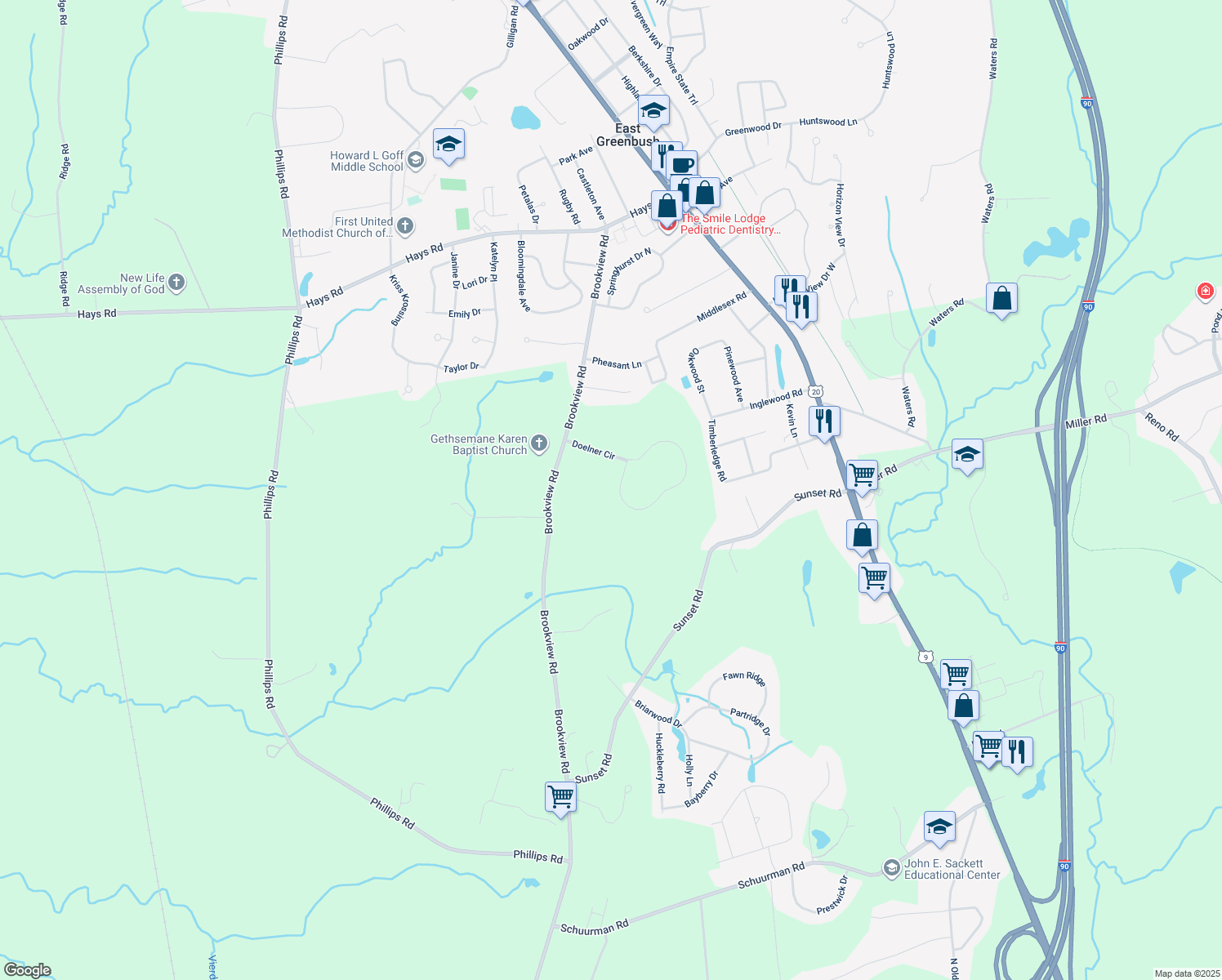 map of restaurants, bars, coffee shops, grocery stores, and more near 2769 Doelner Circle in Castleton-on-Hudson