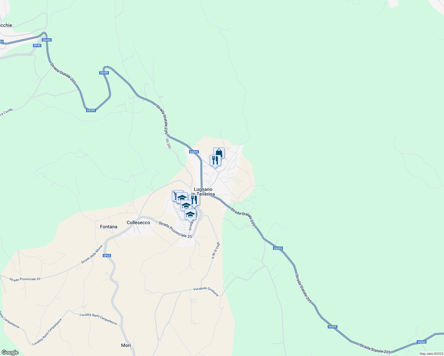 map of restaurants, bars, coffee shops, grocery stores, and more near 4 Via del Cardino in Lugnano In Teverina