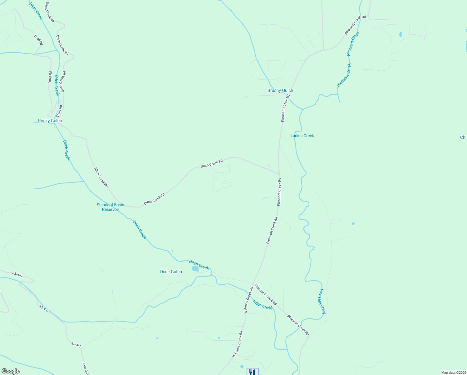 map of restaurants, bars, coffee shops, grocery stores, and more near 18515 Ditch Creek Road in Rogue River