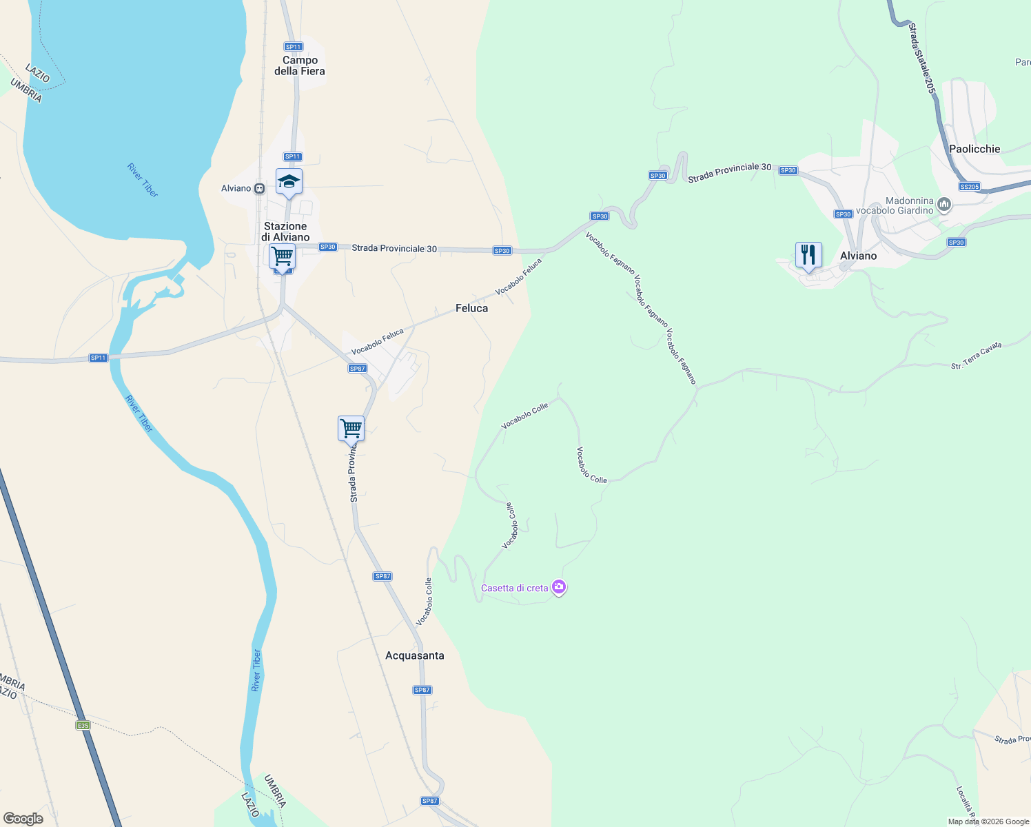 map of restaurants, bars, coffee shops, grocery stores, and more near 20 Vocabolo Colle in Provincia di Terni