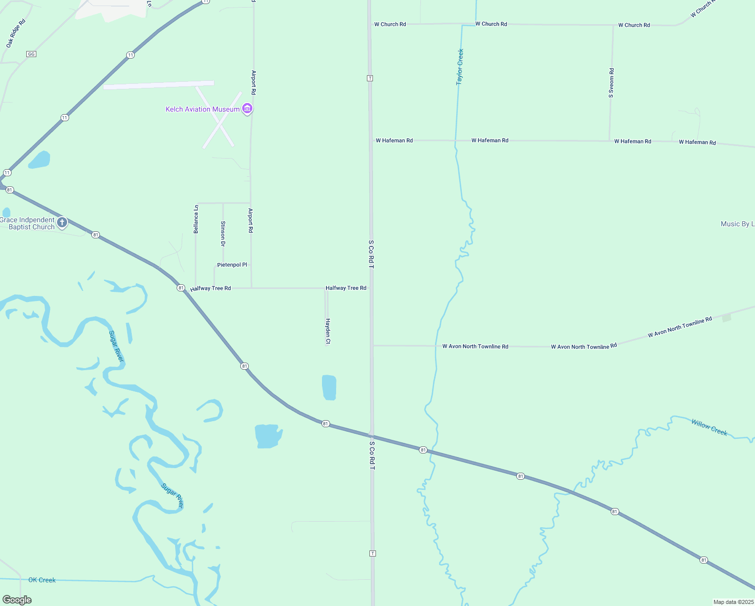 map of restaurants, bars, coffee shops, grocery stores, and more near 6801 South County Road T in Brodhead