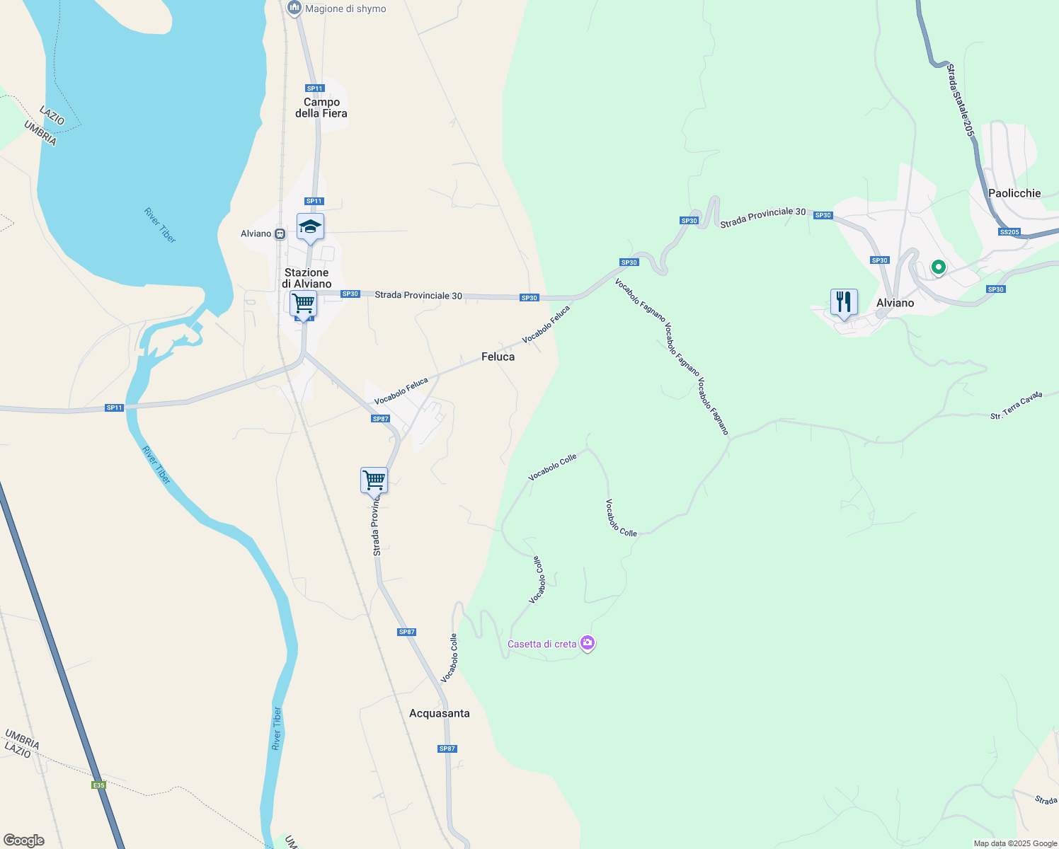 map of restaurants, bars, coffee shops, grocery stores, and more near in Province of Terni
