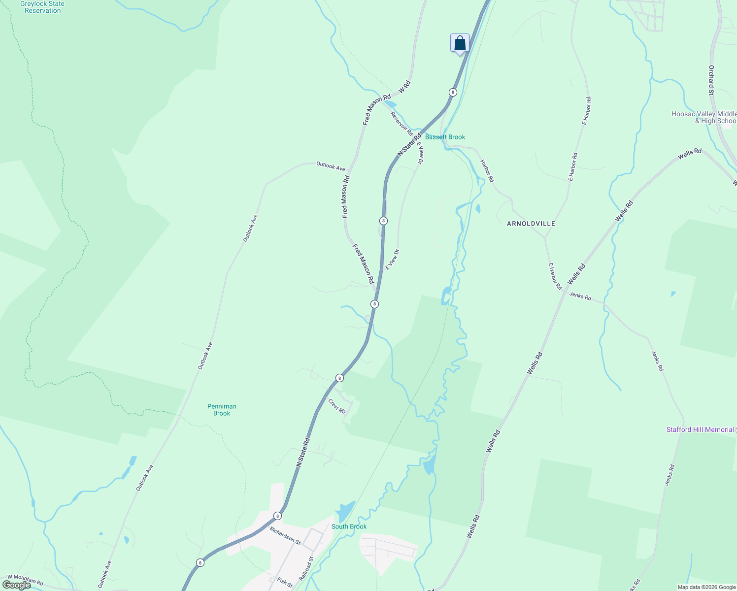 map of restaurants, bars, coffee shops, grocery stores, and more near 971 N State Rd in Cheshire