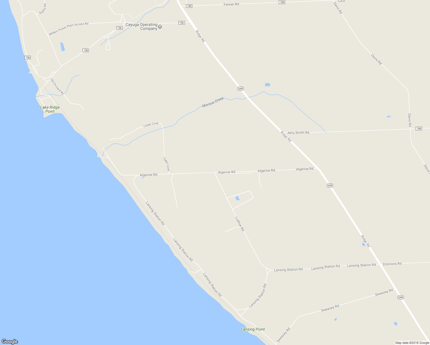 map of restaurants, bars, coffee shops, grocery stores, and more near Algerine Road in Lansing