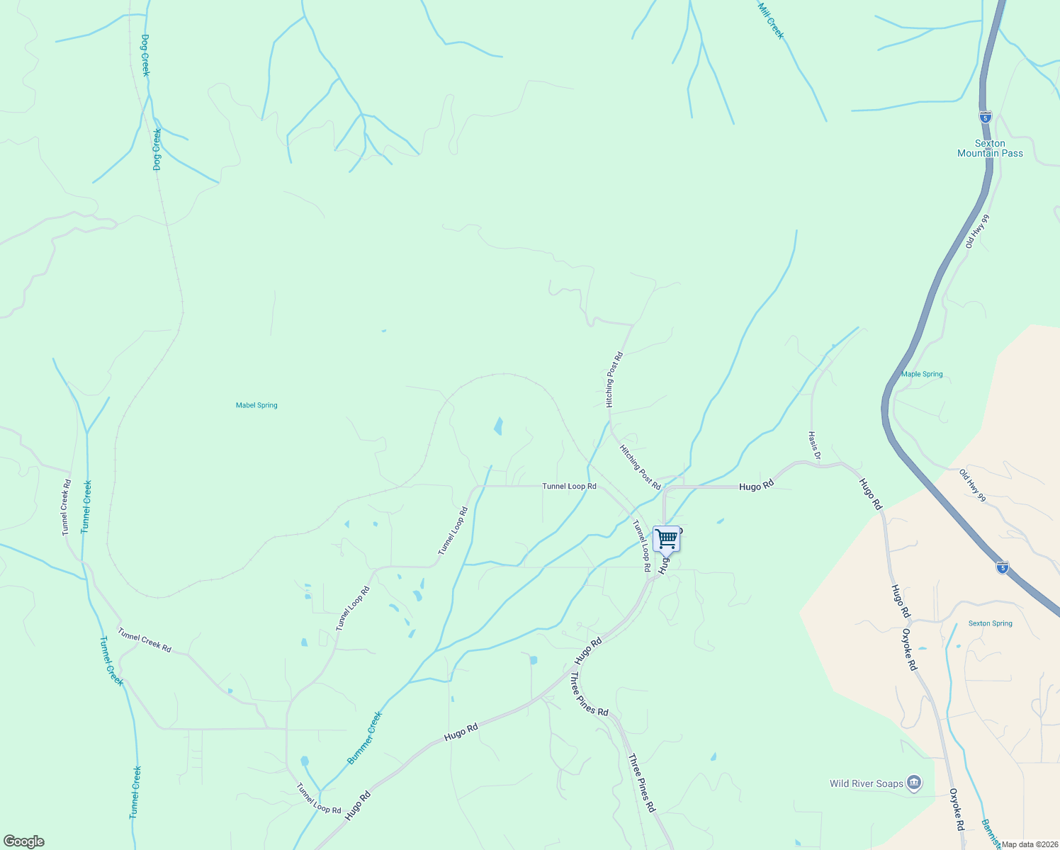 map of restaurants, bars, coffee shops, grocery stores, and more near 6534 Tunnel Loop Road in Grants Pass