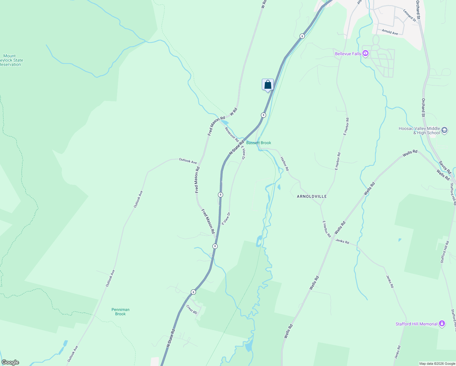 map of restaurants, bars, coffee shops, grocery stores, and more near 155 E View Dr in Cheshire