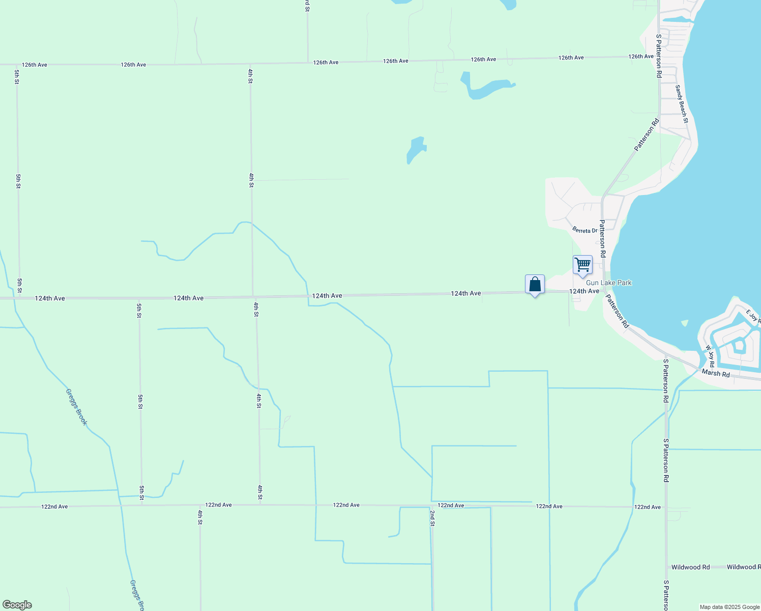 map of restaurants, bars, coffee shops, grocery stores, and more near 242 124th Avenue in Shelbyville