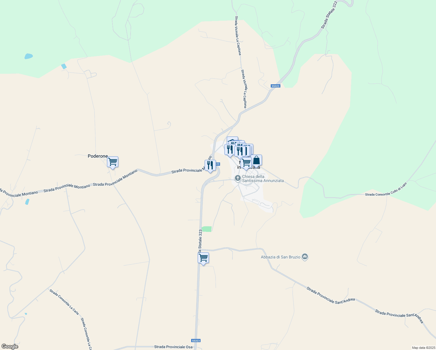 map of restaurants, bars, coffee shops, grocery stores, and more near 66 Via XXIV Maggio in Provincia di Grosseto