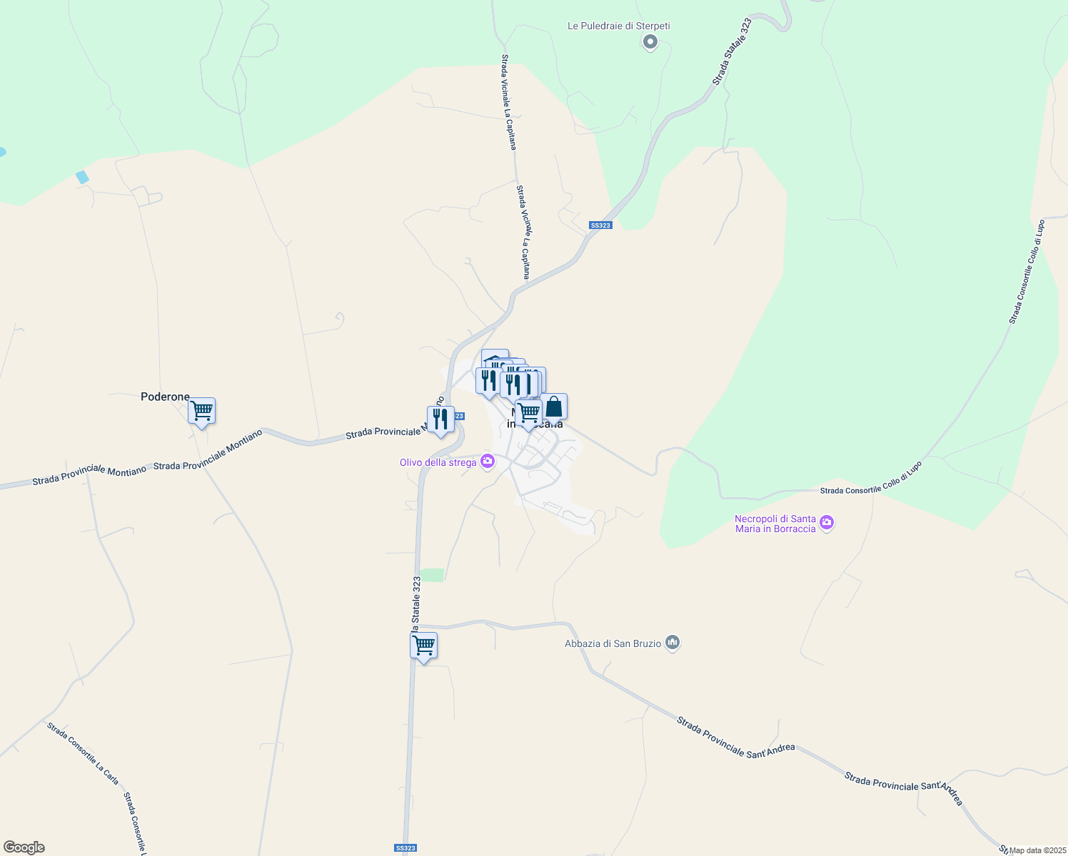 map of restaurants, bars, coffee shops, grocery stores, and more near 1 Via XXIV Maggio in Magliano In Toscana