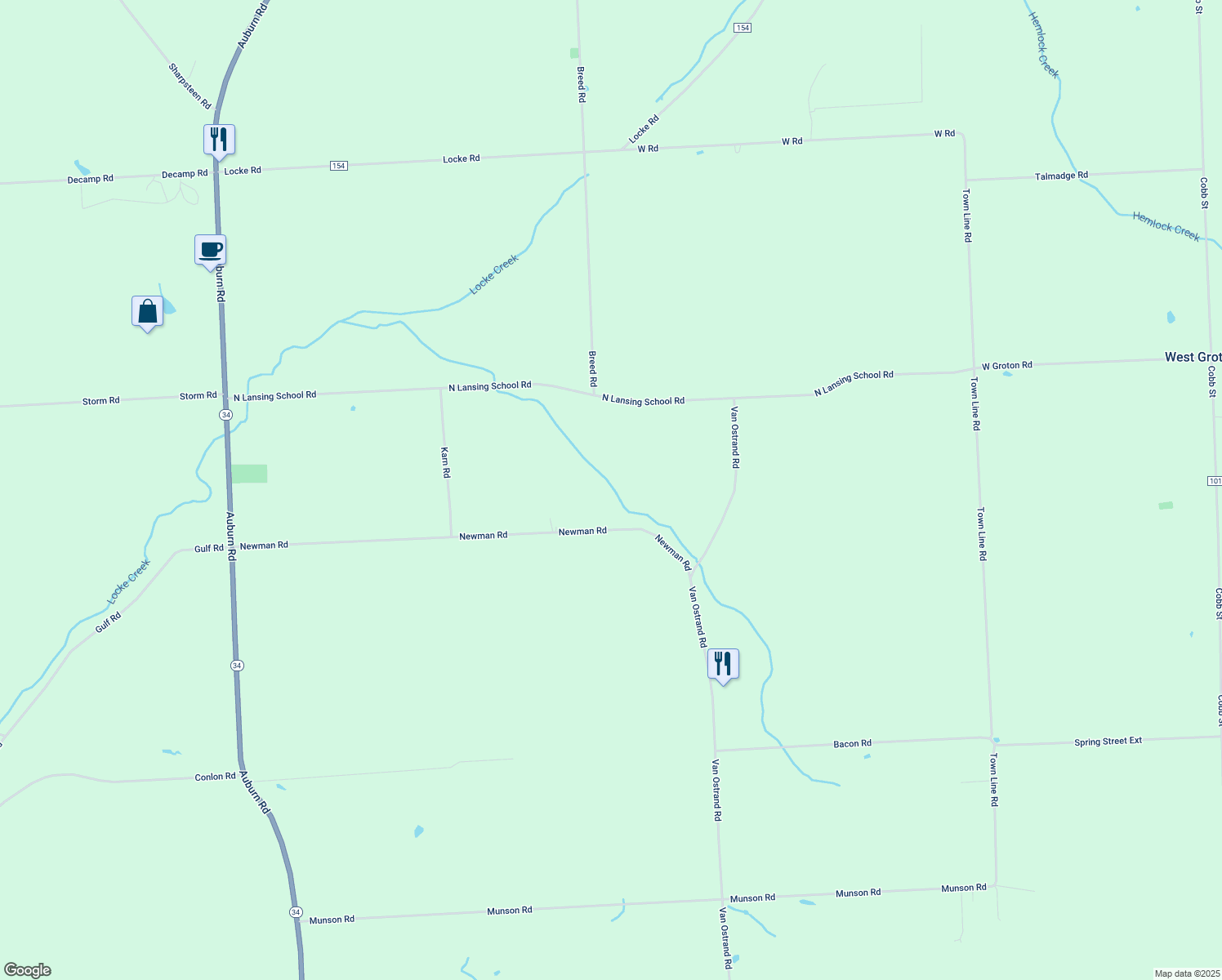 map of restaurants, bars, coffee shops, grocery stores, and more near 216 Newman Rd in Groton