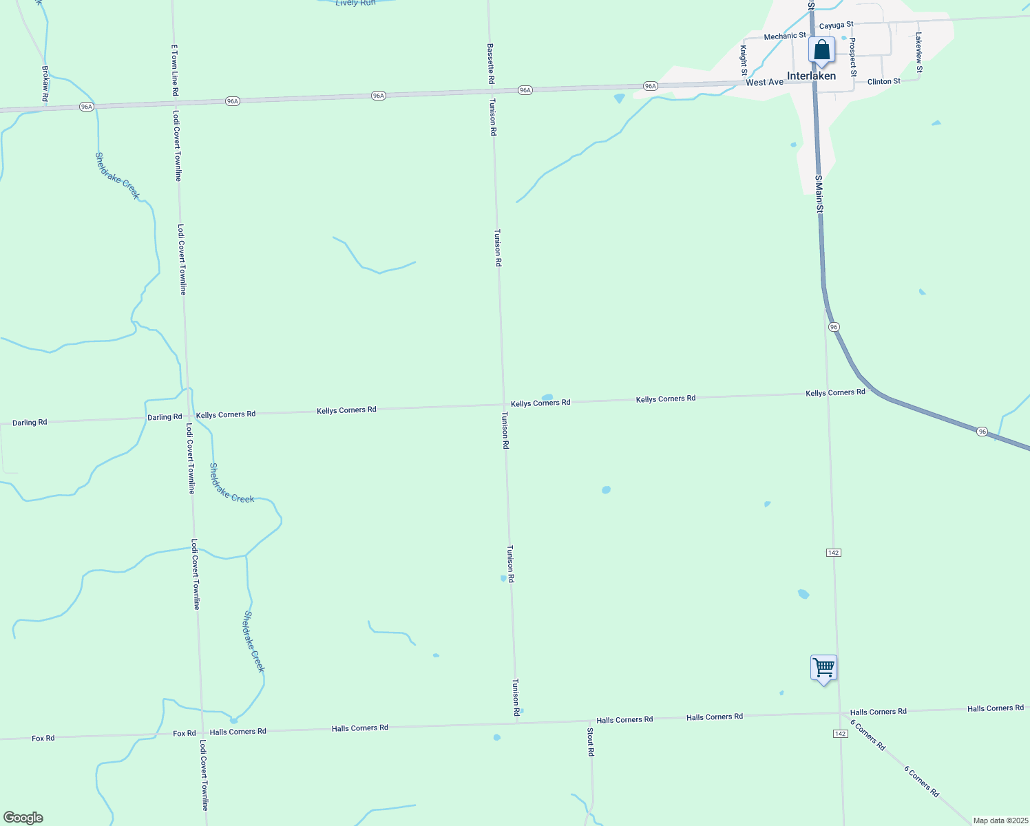 map of restaurants, bars, coffee shops, grocery stores, and more near 3360 Kellys Corners Road in Interlaken