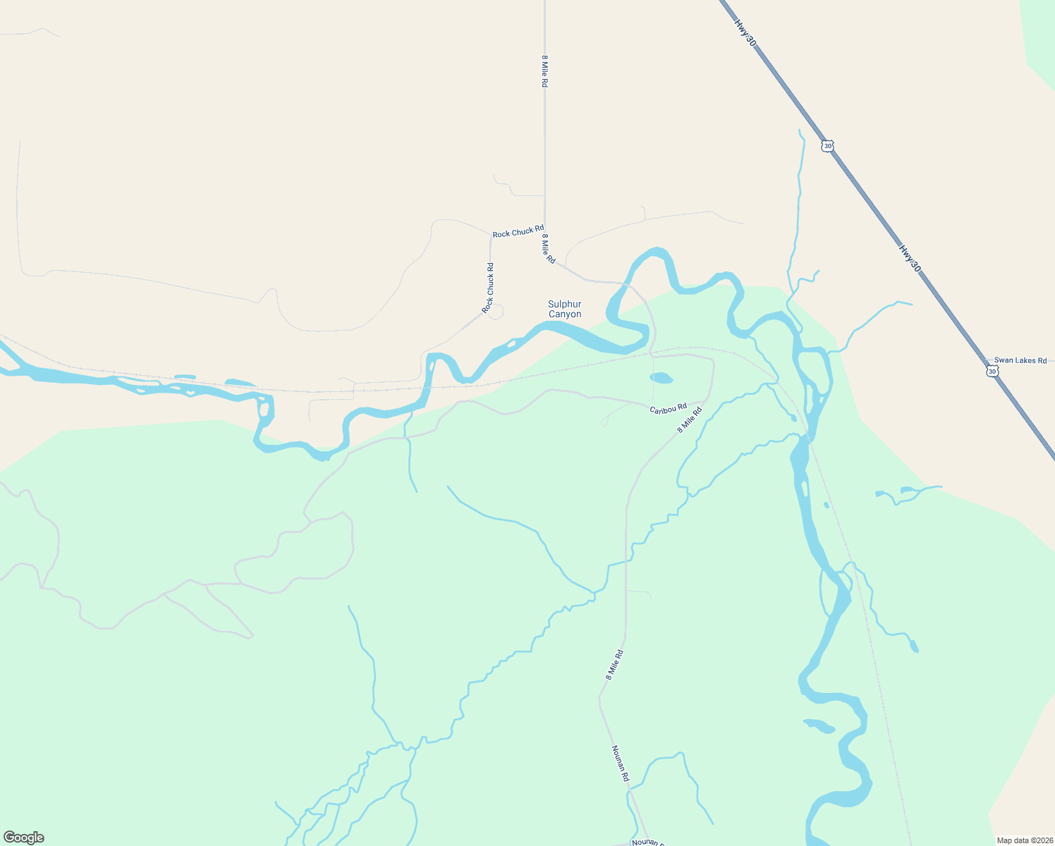 map of restaurants, bars, coffee shops, grocery stores, and more near 3111 Caribou Road in Soda Springs