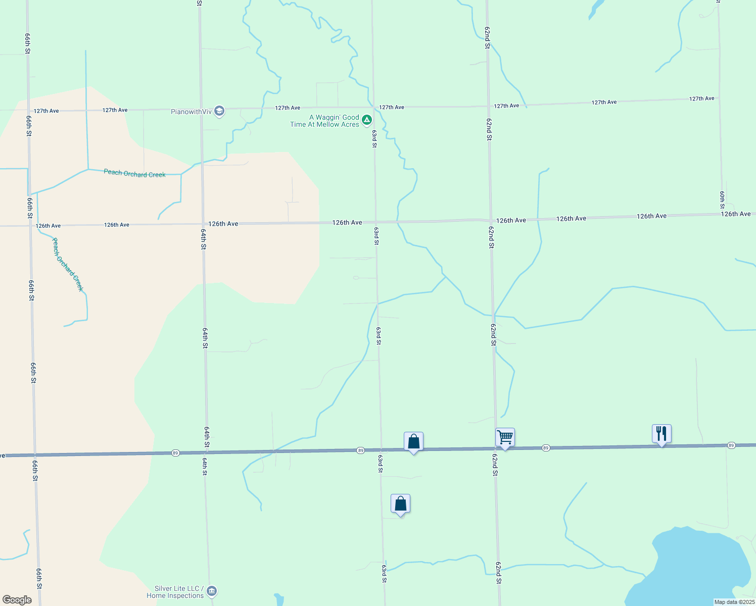 map of restaurants, bars, coffee shops, grocery stores, and more near 2549 63rd Street in Fennville