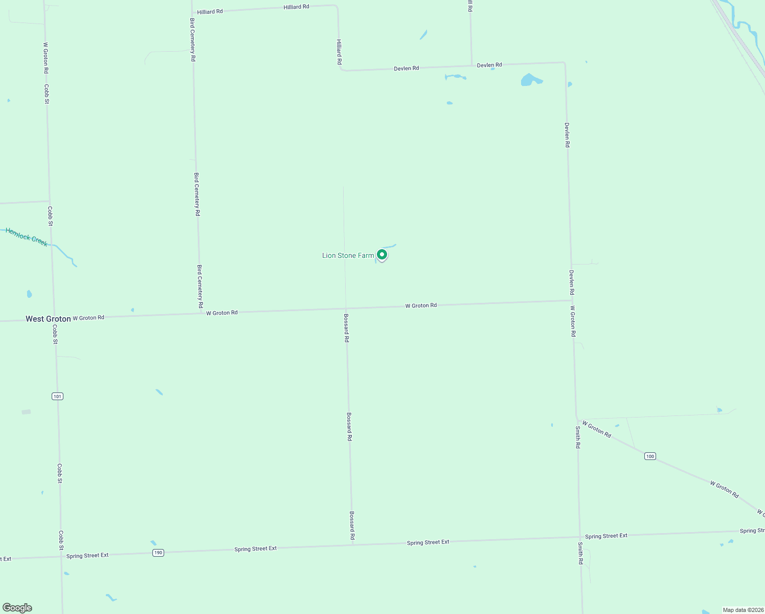 map of restaurants, bars, coffee shops, grocery stores, and more near County Road 100 in Groton