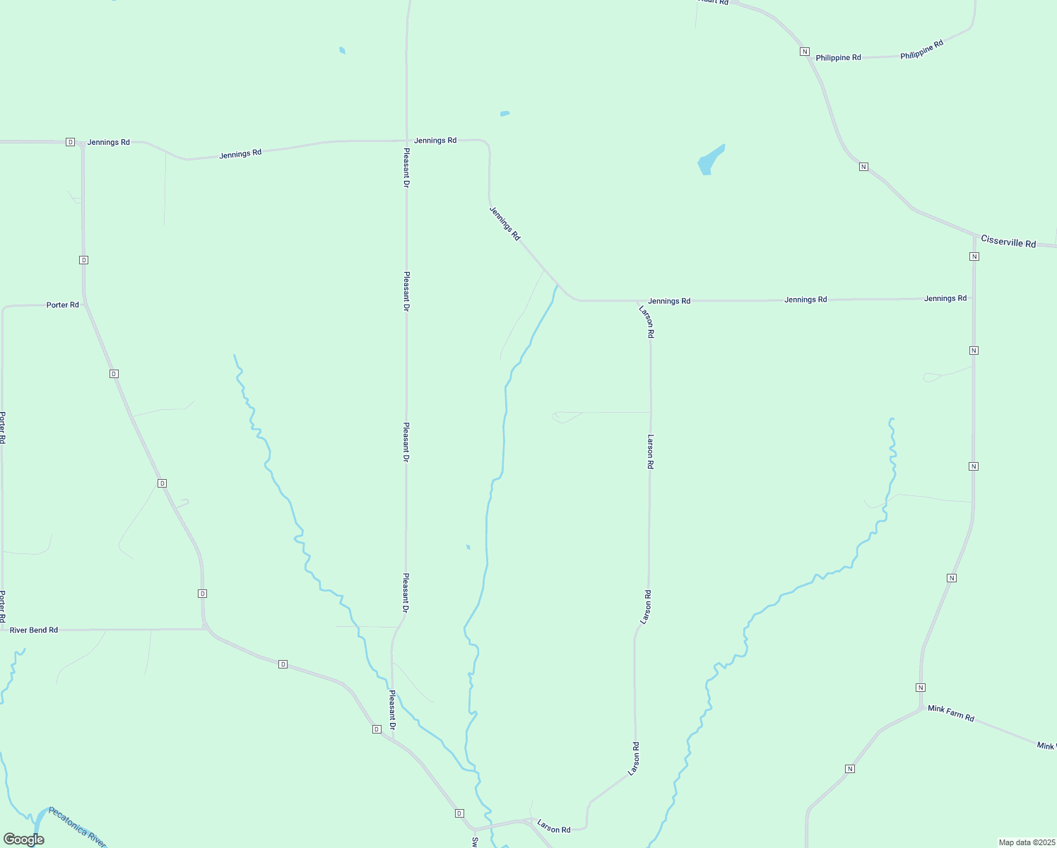 map of restaurants, bars, coffee shops, grocery stores, and more near 7673 Larson Road in South Wayne