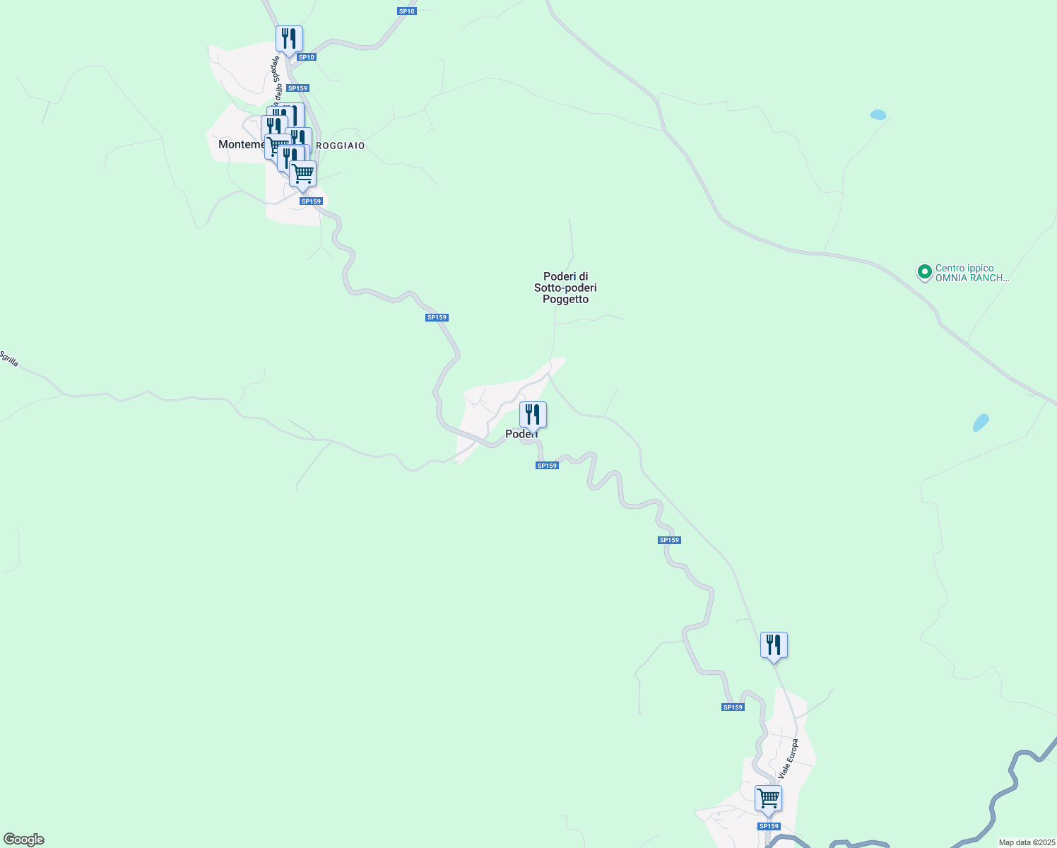 map of restaurants, bars, coffee shops, grocery stores, and more near 5 Località I Poderi in Poderi