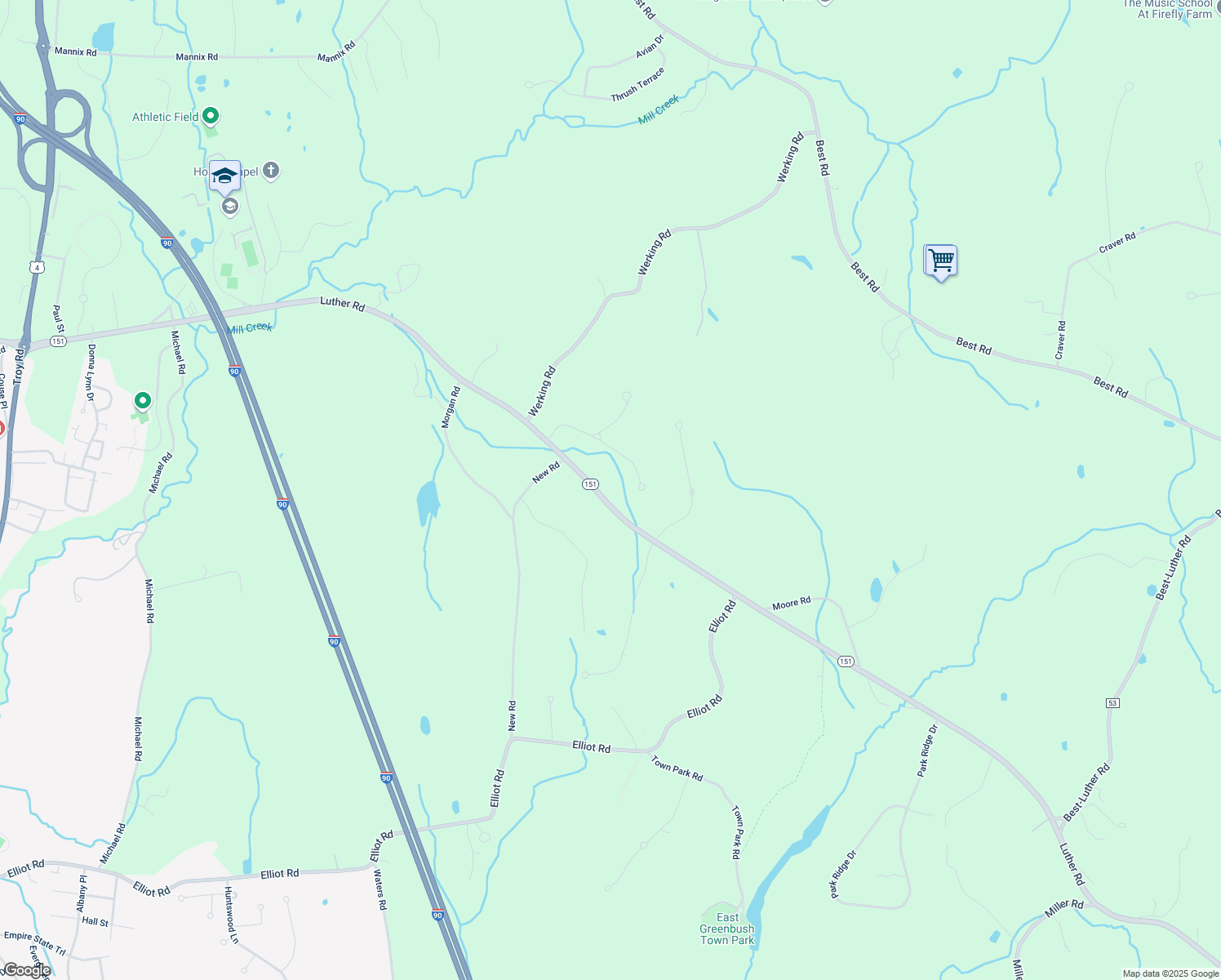 map of restaurants, bars, coffee shops, grocery stores, and more near 712 Luther Rd in East Greenbush