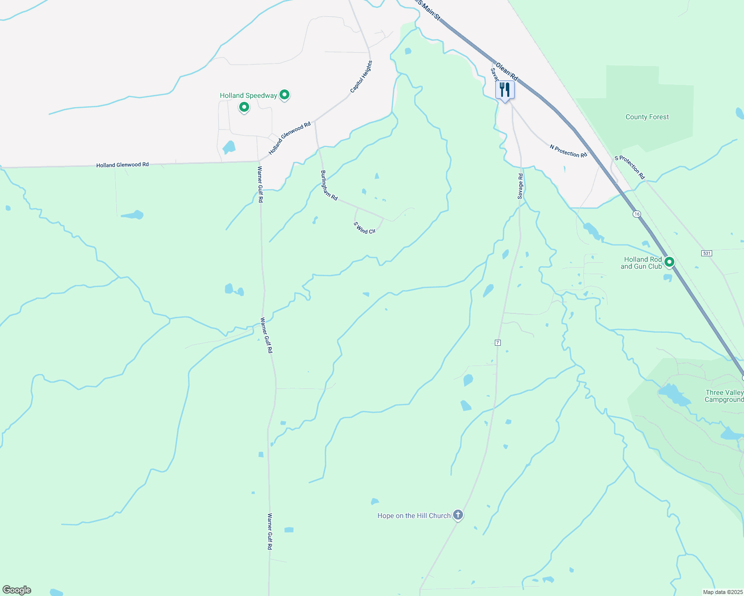 map of restaurants, bars, coffee shops, grocery stores, and more near 42 Burlingham Road in Holland