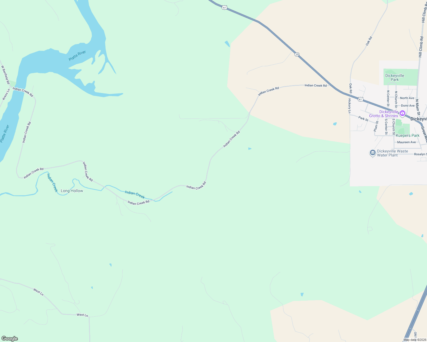 map of restaurants, bars, coffee shops, grocery stores, and more near 4125 Indian Creek Road in Potosi