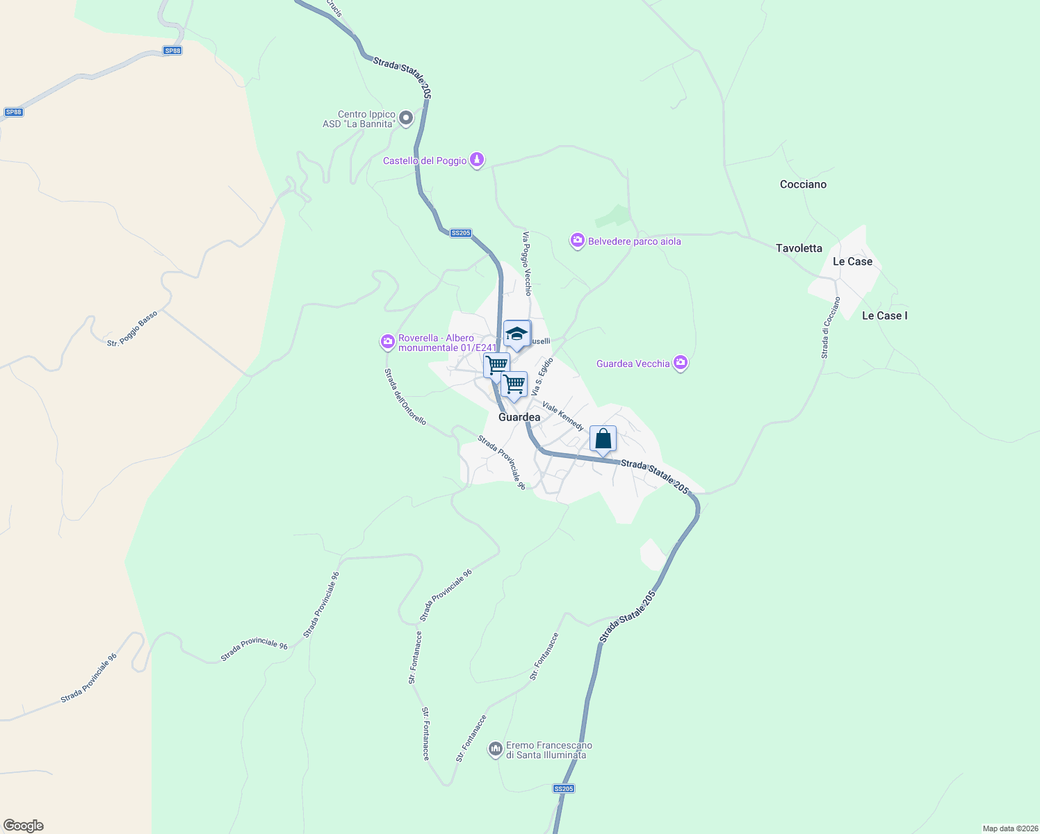 map of restaurants, bars, coffee shops, grocery stores, and more near in Guardea