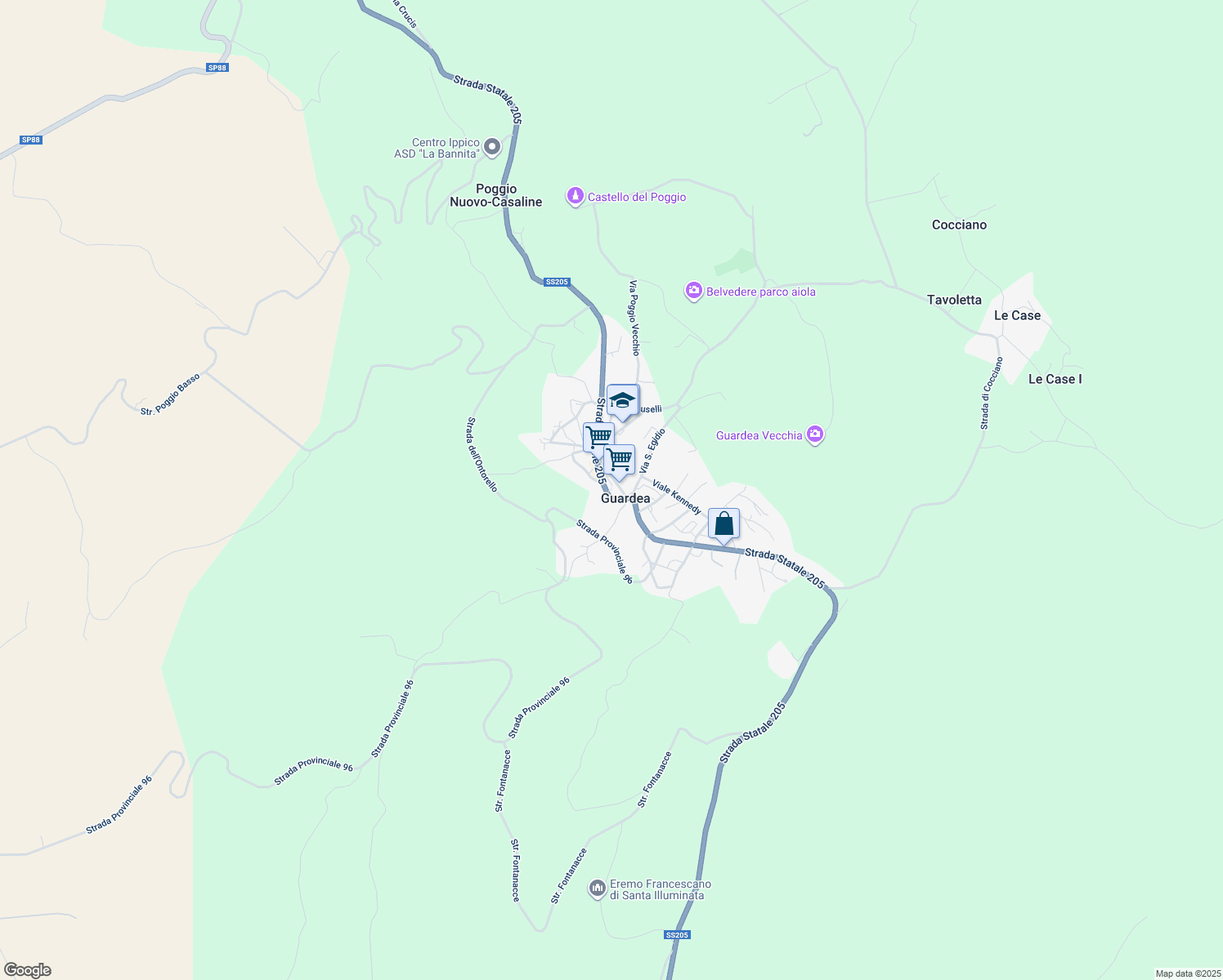 map of restaurants, bars, coffee shops, grocery stores, and more near in Guardea