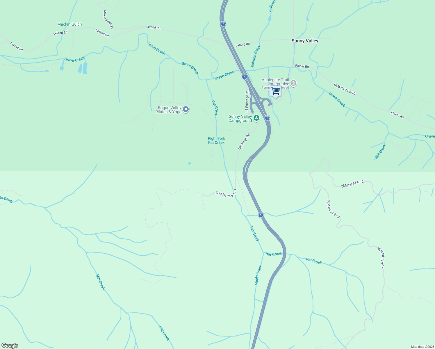 map of restaurants, bars, coffee shops, grocery stores, and more near 433 Old Stage Road in Josephine