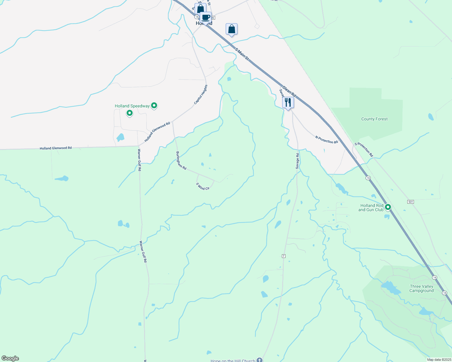 map of restaurants, bars, coffee shops, grocery stores, and more near 9443 Burlingham Road in Holland