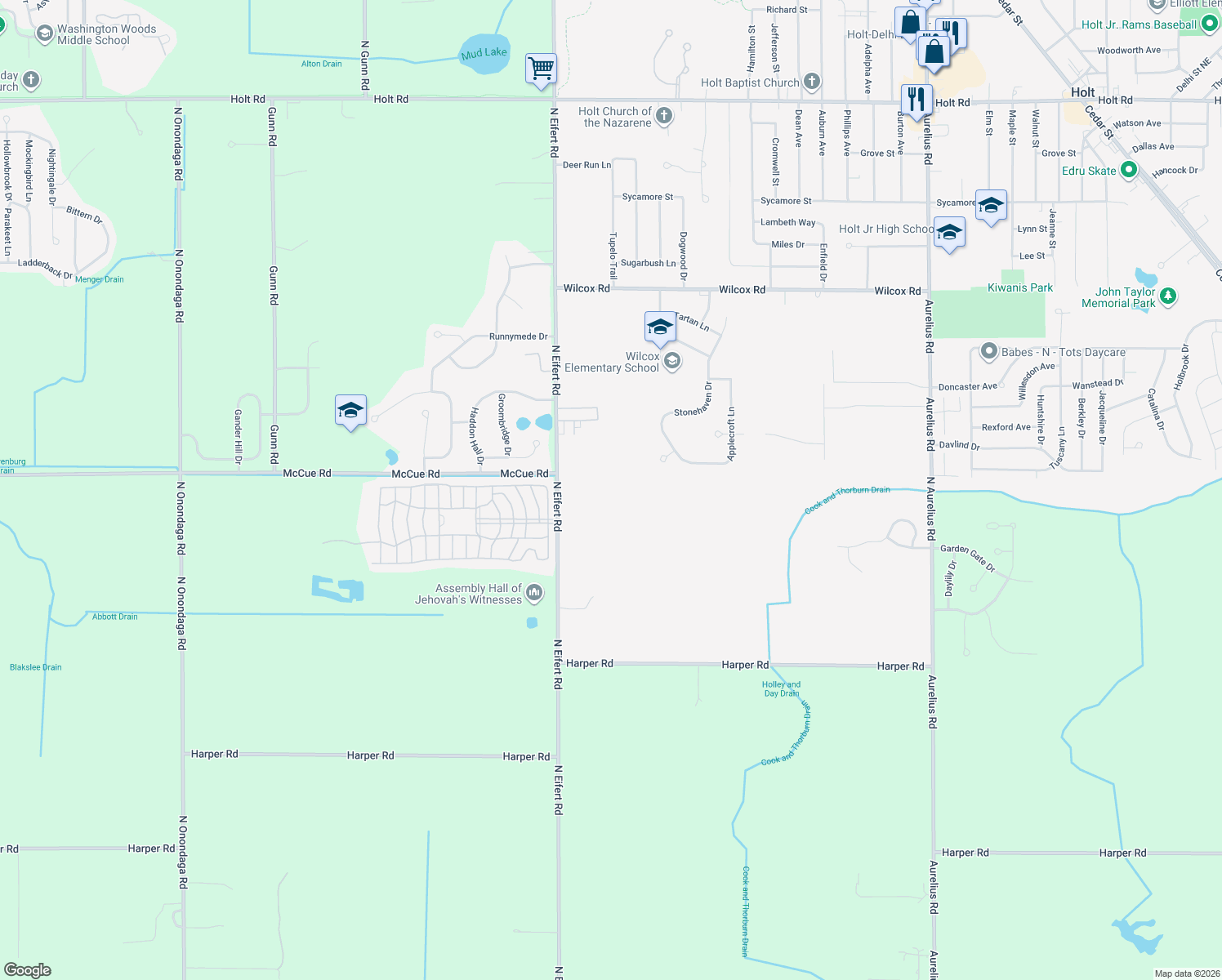 map of restaurants, bars, coffee shops, grocery stores, and more near 1490 Eifert Road in Delhi Charter Township